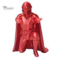 Stable Base Makeup Brush Holder Warrior Pen Holder, 3D Printed Kneeling Pencil Stand, Sculpture Texture Cup Funny Desk Organizer for Home, Office raudona