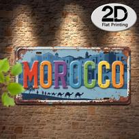Morocco Desert Camel Caravan Ancient City Landmark Rustic Distressed D Flat Printed License Plate Aluminum Metal Painting High 15x30cm(5.9x7.8inch)