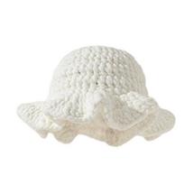 Textured Crocheted Bucket Hat Practical Acrylic Fiber Eye Catching Hat Unisex Headwear For Beach Parties Daily Wear balta