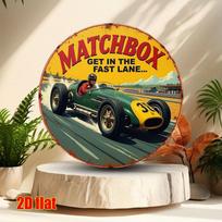 Vintage Matchbox D Flat Metal Sign Easy Mount Wall Decor for Bedroom Living Room Bar Cafe 20x30cm（7.8x11.8inch）