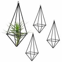 4 vnt. juodi metaliniai Tillandsia vazonai Geometrinio dizaino oro augalų stovas Konteineris patalpų augalams