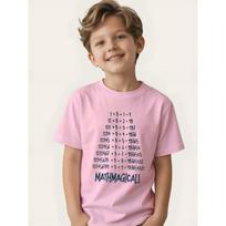 European sizes [Boys' Math T-Shirt] Boys' Summer T-Shirt - Comfortable Skin-Friendly Casual Crew Neck Short Sleeves with Magical Math Pattern Print 98cm rožinė