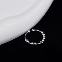 925 Silver Rotate Beads Cocktails Fidget Spinner Rings For Women Anti Anxiety Girls Accesories Trendy Jewelry Rhodium Plated