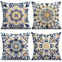 Geometric Mandala Pattern Digital Printing Pillow Cover Short Plush Suitable Living Rooms Bedrooms Sofas Throw Cushion Cover Peach skin 18*18(CM)-1Pcs