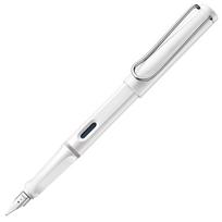 LAMY Safari White Fountain Pen Ergonomic grip and polished steel size EF Ideal for writing and calligraphy Includes LAMY T 10 Blue ink cartridge - balta