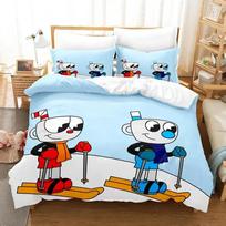 Animacinis Mugman Cuphead Lovos Patalynės Komplektas Antklodės Užvalkalas Lovos Komplektas Antklodės Užvalkalas Pagalvės Užvalkalas Antklodė Karališkojo Dydžio Karalienės Dydžio Berniukų Suaugusiųjų Lovos Patalynės Komplektas 70x133cm 2pcs