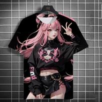 Men's T-Shirts Cartoon Graffiti Tee Sexy Girl 3D Print Men's T Shirt Summer Trend Men Women Short Sleeve T-shirt Top XXS