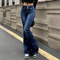 Ladies' Jeans Trend Casual Fashion Slim Fit Micro Flared Jeans L mėlyna