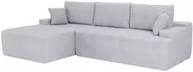 Juskys Kampinė sofa Coredo Cord 250x56x155 cm šviesiai pilka, pufas kairėje