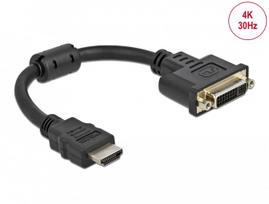 Delock HDMI Male to DVI 24+5 Female Adapter, 4K 30 Hz, 20 cm