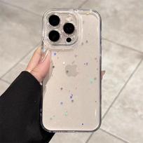 Star Glitter Transparent Phone Case for iPhone 17 Pro Max, 16/15 Pro, 14/13 - Precise Fit 16 Pro gray