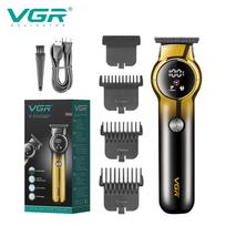 VGR V-989 Vyriškas plaukų kirpimo prietaisas, gradiento spalvos korpusas, kūno plaukų skustuvas, USB dvigubos paskirties stūmiklis, galingas LED išmanusis skaitmeninis ekranas, stūmiklis, namų plaukų kirpimas juoda