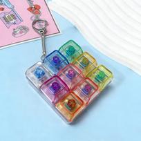 Šviečiantis spaudžiamas raktų pakabukas Fidget Pad Taktilinis grįžtamasis ryšys Streso mažinimo Mini klaviatūros mygtukas Nešiojamas stalo dekoras Įrenginys Dovana brown