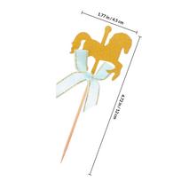 20Pcs Delicate Carousel Design Cake Toppers for Cupcakes Cookies Brownies Ice Cream Dessert Decoration Birthday Festival Party mėlyna