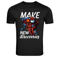 Make New Discoveries Skull Graphic T-Shirt L