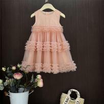 Girls Summer Tulle Tutu Dress Sweet Princess Sleeveless Vest Dress Fresh And Stylish Party Gown For Kids 100cm rožinė