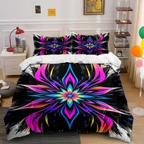 Vibrant neon floral mandala. Bedding sets Duvet cover sets Duvet covers Pillowcases(1* Duvet Cover 2* Pillowcases without duvet insert) 135x200cm