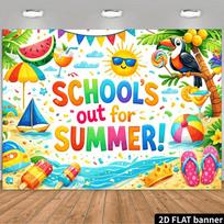 2D planar beach party backdrop featuring starfish shells and windmills made of durable polyester. 47.2x31.5inch/120*80cm