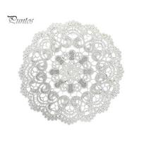 Non-deform Placemat White Lace Placemat, Round Oval Vintage Doily, Embroidered Hollow Design Coaster for Cup Vase Dining Table Wedding Party 20cm balta