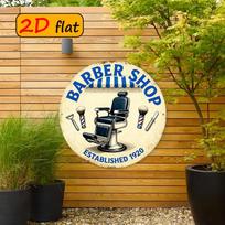 Vintage Barber Round Aluminum Sign cm  Barber Chair Shaving Brush Razor Outdoor Plaque for Bar Studio 20x20cm(8x8inch)