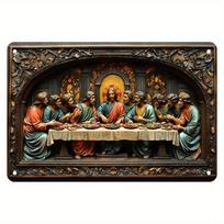 ReligiousLastSupper pc Last Supper Vintage Aluminum Sign  Elegant Metal Art Home Wall Decor  Festive Use 20x30cm（7.8x11.8inch） gray