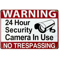 Tin Sign Surveillance Camera Store Vintage American Monitoring Warning Plate for Bar Restaurant Cafe Wall Decorati 20x30cm（7.8x11.8inch）