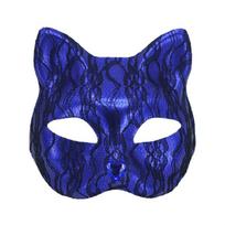 Unique Cats Face Mask With Lace And Snake Pattern Cosplay Hat Comfortable Cosplay Face Covering For Special Occasion mėlyna