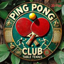 High Definition Metal Tin Sign Vintage Ping Pong Club Table Tennis Round Wall Art Decor for Sports Fans and Game Room Decoration 20x20cm(8x8inch)