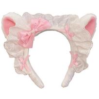 Anime Style Cats Ear Hairband With Soft Bowknot Decoration Comfortable Headwear For Costume Party balta