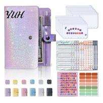 Square Grid Accounting Pages A6 Budget Planner Notebook, Glitter Cash Tracker Journal, Financial Flexible Organizer with Dividers for Expense