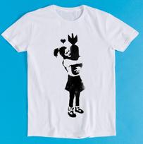 Banksy Girl Hugging Bomb Retro Funny Art Drawing Gamer Anime Cult Meme Movie Music Gift Tee T-Shirt K1128 S