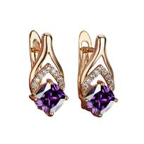 Women's Champagne Gold Fishtail Shape Inlaid Ear Cuff Fashion Jewelry violetinė