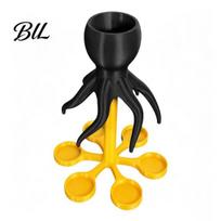Spirits Serving Dispenser Wine Dispenser, Octopus Shape, with 6/8 Claws Compartments Beverage Container, Durable Container Fun Bar Accessory Cocktail 6 head black