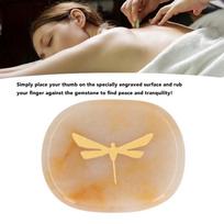 Smooth Flat Surface Palm Stone Gold Dragonfly Carving Balance Stone  Stress Relief