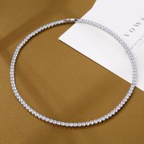 Trendy 4mm Moissanite Cz Tennis Necklace For Women Gold Sparking Rhinestone Choker Chain Wedding Jewelry 55cm&4mm Stone