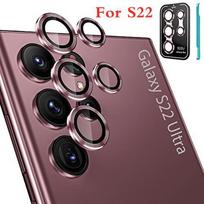 Camera Lens Protector Film for Samsung Galaxy S22 Ultra Aluminum Metal Tempered Glass Camera Film for S22ultra Accessories For S22 violetinė/raudona