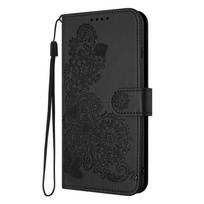 Rieflės, vijoklių gėlės, PU odos piniginė, kortelių dėklas, telefono dėklas Huaiwei P20, P30, P40, P50, Honor 50, Honor 60, Honor 70, Honor 90, X6, X7, X8... Honor X7 juoda