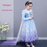 Frozen 2 Elsa Long-Sleeve Velvet Dress for Girls - Autumn/Winter Halloween Edition 120 cm