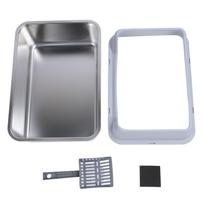 Stainless Steel Cat Litter Box Anti Splashing Top Entry Large High Sided Kitty Litter Pan with šviesiai pilka spalva