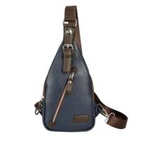 Men Sling Backpack Retro Faux Leather Chest Bag Crossbody Purse with Adjustable Shoulder Strap for Commuting Travel Daily Errands mėlyna