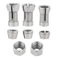 Universal Router Collet Adapter 6mm 6.35mm 8mm 8PCS Set for Various Woodworking Machine Easy Installation No Tool Needed 1