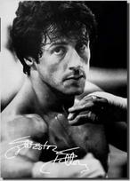 Vintažinis Sylvester Stallone pasirašytas metalinis plakatas, meno dekoras gray