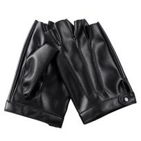Unisex Genuine Leather Gloves Lovers Fingerless Mittens Black Half Finger Outdoor Gentlemens Leather Car Driving Gloves High Quality juoda