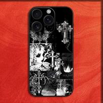 Gothic Coquette Cyber Sigilism Cross Phone Case For iPhone 16,15,14,13,12,11,Pro,XS,Max,XR,Plus,E,Mini Black Shockproof Cover iPhone14ProMax