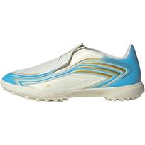 adidas F50 Messi League Laceless TF Little Kid Ivory Semi Blue Burst Kids Sneakers Tan Semi-Blue-Burst Icey-Blue KK1372 35½