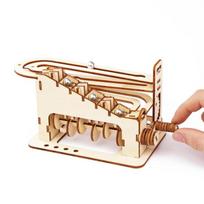 Spiral Marble Run 3D Wooden Puzzle: Mechanical DIY Model Building Set for Adult and Teen Brain Engagement.