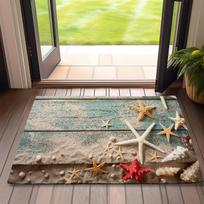 Spalvingas paplūdimio kriauklių raštas Sveikinimo kilimėlis prie durų Vandenyno tema Įėjimo kilimas Neslystantis Sugeriantis vandenį Namų dekoras Kilimas prieangui 40cm x 60cm