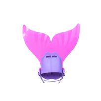 Adjustable Mermaid Silicone Fins Swimming Training & Beach, Soft Body Hard Fin With 3 Non-Slip Grips, Photo Cosplay Gear For Kid rožinė