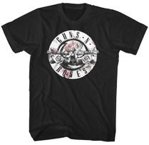 Guns N Roses Floral Fill Bullet Logo Mens T Shirt Music Classic Band Tee Black S