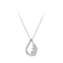 Ailmay Exquisite 925 Sterling Silver Necklace Waterdrop Shaped Pendant with Cubic Zirconia Elegant Lady Necklace Jewelry sidabras